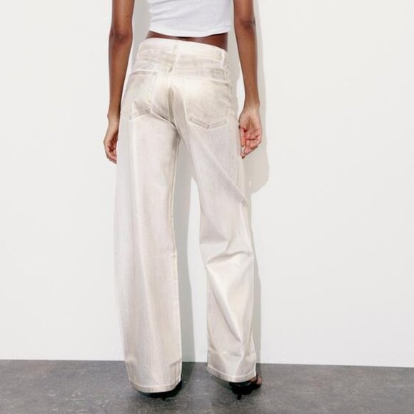 NWT GOLDEN TRF HIGH WAIST LOOSE FOIL JEANS - Picture 4 of 12